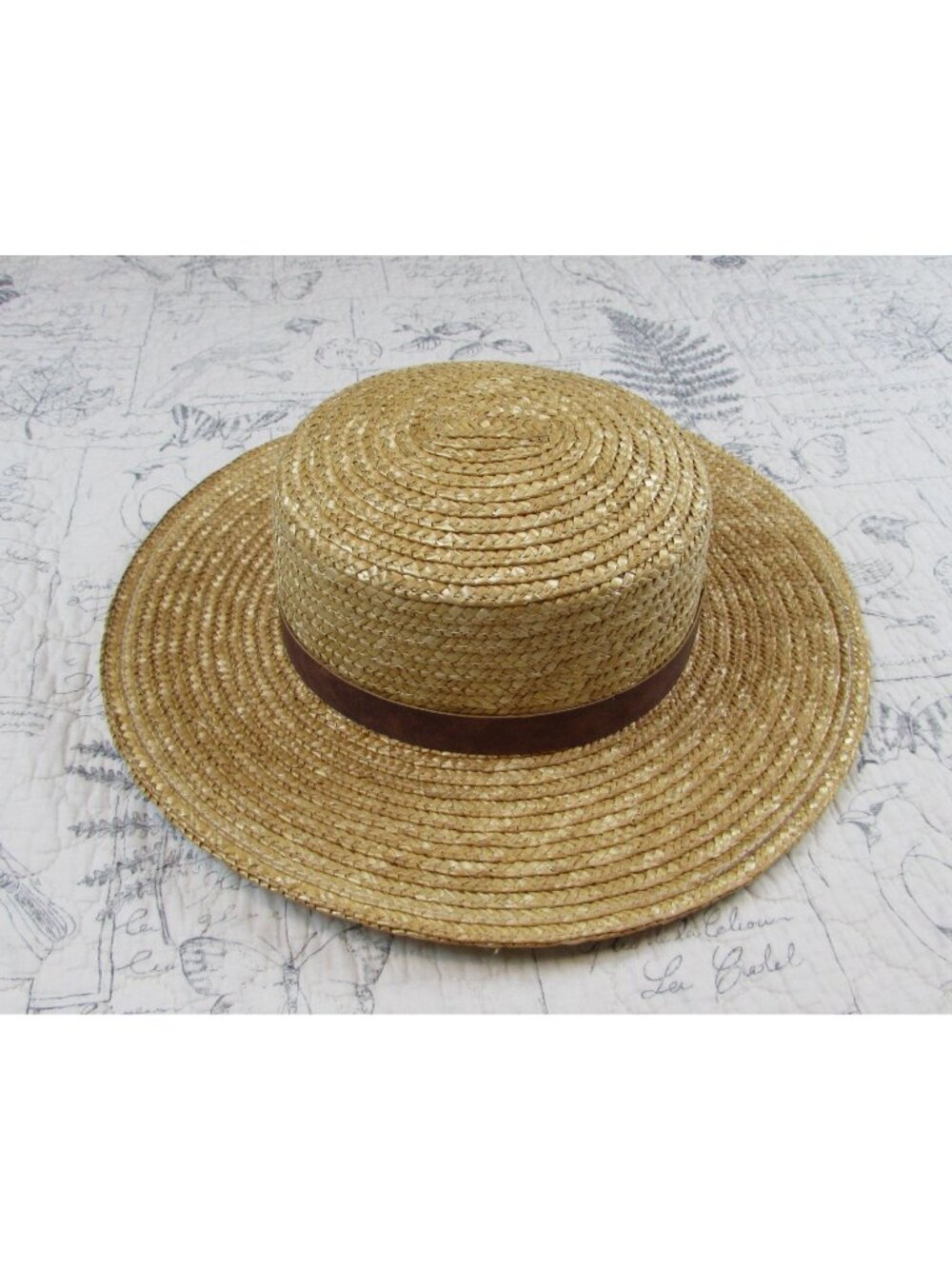 Anthropologie Rare Wyeth P Boater Hat leather strap Flawless Condition OS
